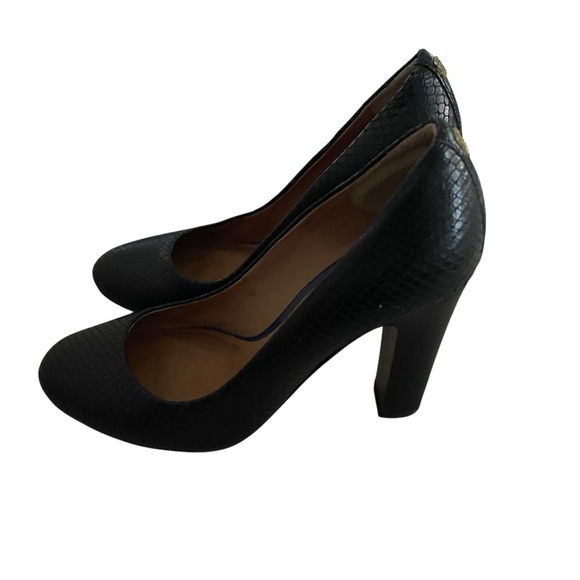 Coach Snakeskin Pattern Leather Heels Black Women Size 6B - Picture 2 of 9